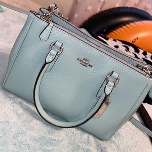 COACH Light Teal Pebble Leather Tote with detachable shoulder straps!